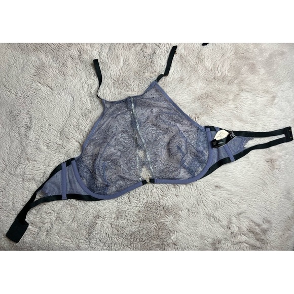 Victoria's Secret Very Sexy Purple Lace Sheer Underwire High Neck Bra Size 38C - Picture 11 of 13